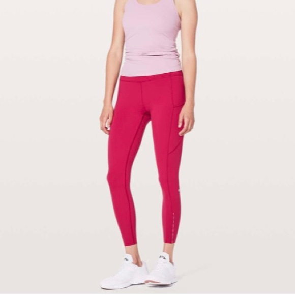 lululemon athletica Pants - Lululemon Fast & Free 7/8 Tight II *Nulux 25" Ruby Red / 6